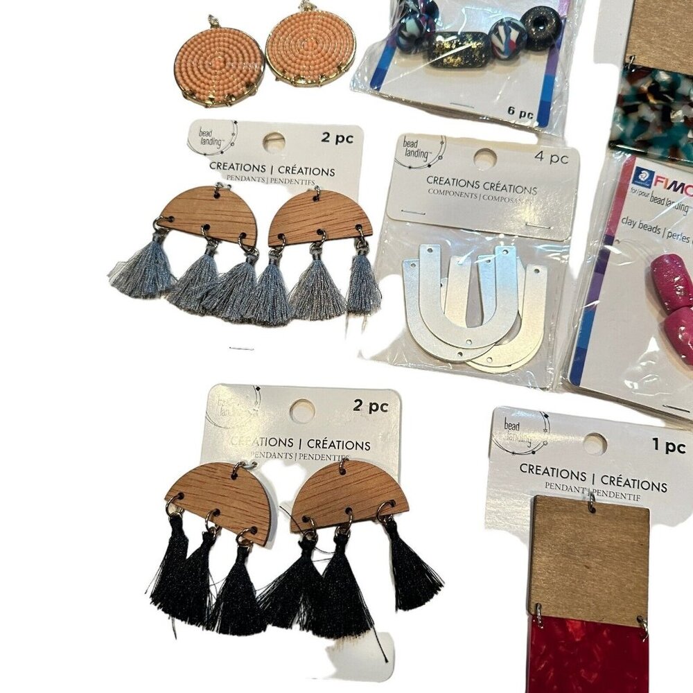 Jewelry Making Supply Lot Clay Bead Pendants Components DIY Crafts Boho Tasseles - Picture 4 of 7